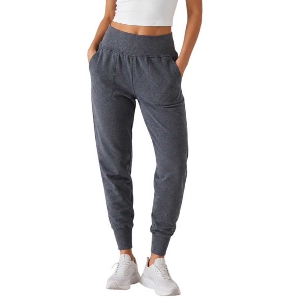 Athleta Charcoal Gray High Rise Fleece Lined Joggers Women's Size Small